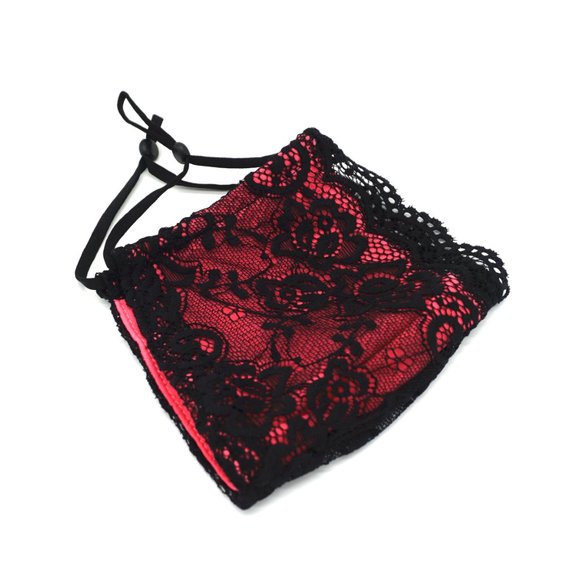 Black & pink Lace Face Mask Dust mask Fashion mask - Picture 5 of 7
